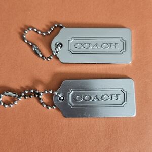 Coach bundle of 2 couch embossed silver metal hangtag/charm replacement
